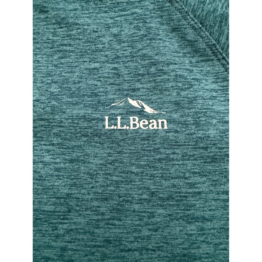 LL Bean Mens Sunwashed Quarter Zip Pullover Teal Blue XL REG Thumbholes - Picture 3 of 9